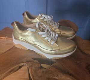 PMK x Coastal Bloom "Gilded Age" Metallic Gold Leather Sneakers Size 40 / US 9